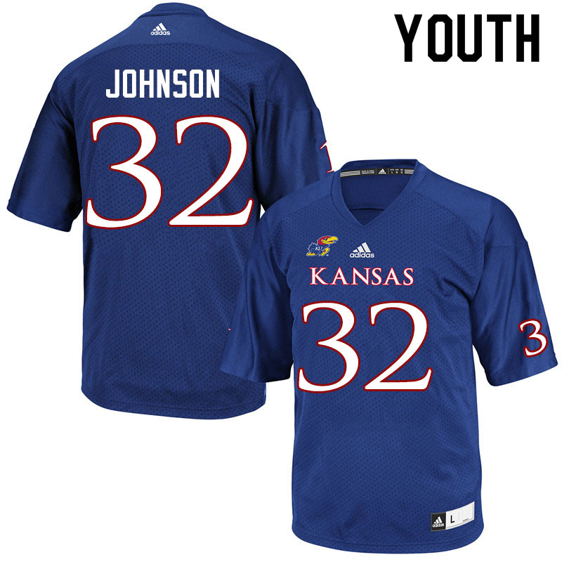 Youth #32 Terrence Johnson Kansas Jayhawks College Football Jerseys Sale-Royal